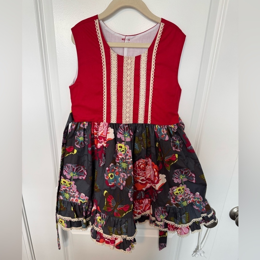 Cheeky Plum Red and Floral Girls Dress Size 6T